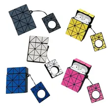 Geometric Box Pattern Soft Silicone Protective Cover Shockproof Case Skin with Lanyard for Airpods 1/2 Charging Box Accessories