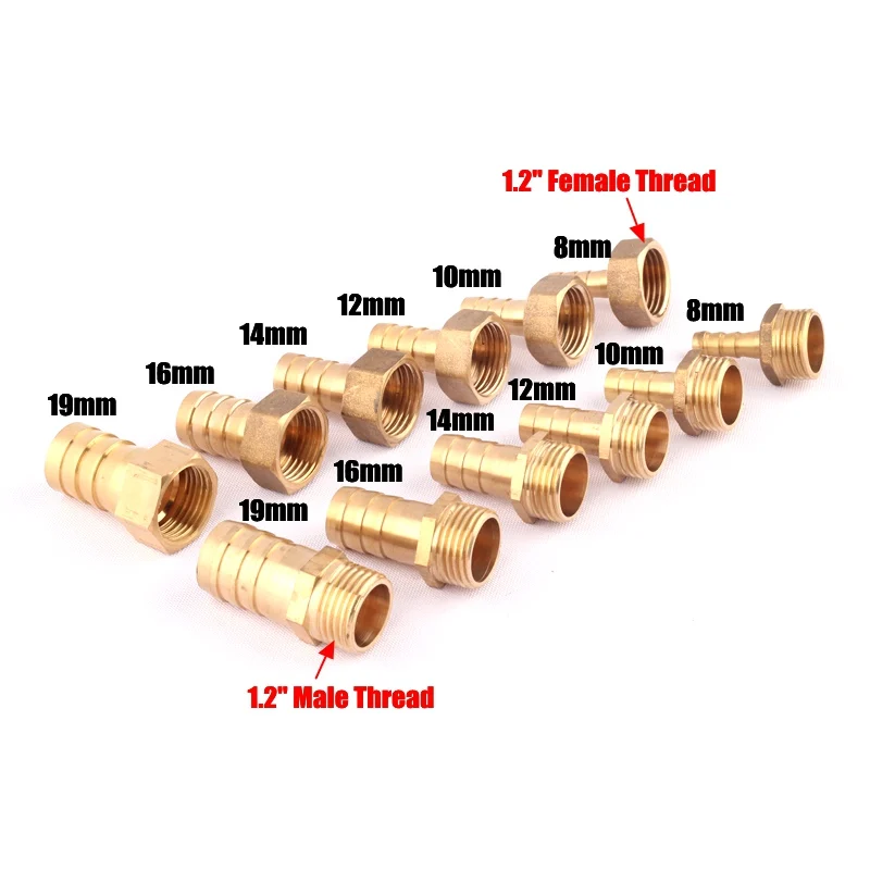 1/" Женская Мужская резьба шланга Соединитель 8-19 мм Чистая латунь пагода водяные соединители орошение медь газ мягкий шланг адаптеры