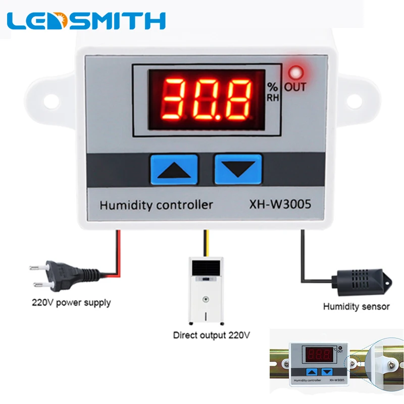 

AC 110 220V 12V 24V Digital Humidity Controller XH-W3005 Hygrometer Humidity Control Switch 0~99%RH Hygrostat