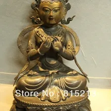 Bi0095 1" Тибет Буддизм Храм Народная Фиолетовый Бронзовый Кван-Инь Бодхисаттва Статуя Будды