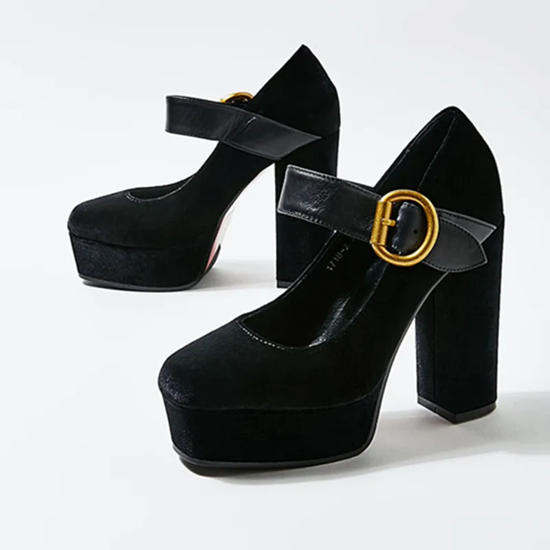Pic Heeks 39 As Kqaoqao Sandales Partie Femme Sexy Cm Pompes Troupeau Boucles Épais 12 Zapatos forme Haute Robe Chaussures Pic Stiletto Mujer as Plate Femmes fnqABwf4R