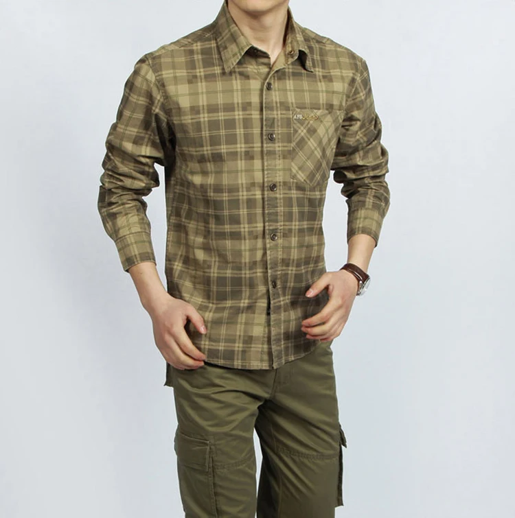 AFS джип брендовая рубашка мужская рубашка армейский Военный плед 100% хлопок с длинным рукавом рубашки плюс размер 3XL Camisa Masculina повседневные