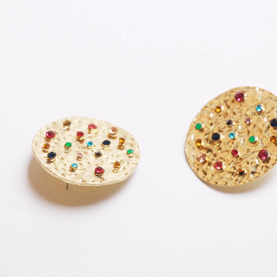 Ztech новые массивные ювелирные изделия круглые металлические с разноцветными кристаллами трендовые серьги-гвоздики простые серьги женские подарки