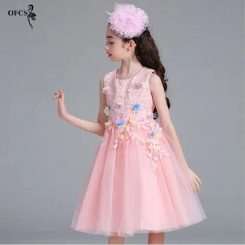 

OFCS Toddler Girls Baby Girl Princess Gauze Dress Flower Lace Princess Children Bridemaid Dress Wedding Girls Party Prom Dresses