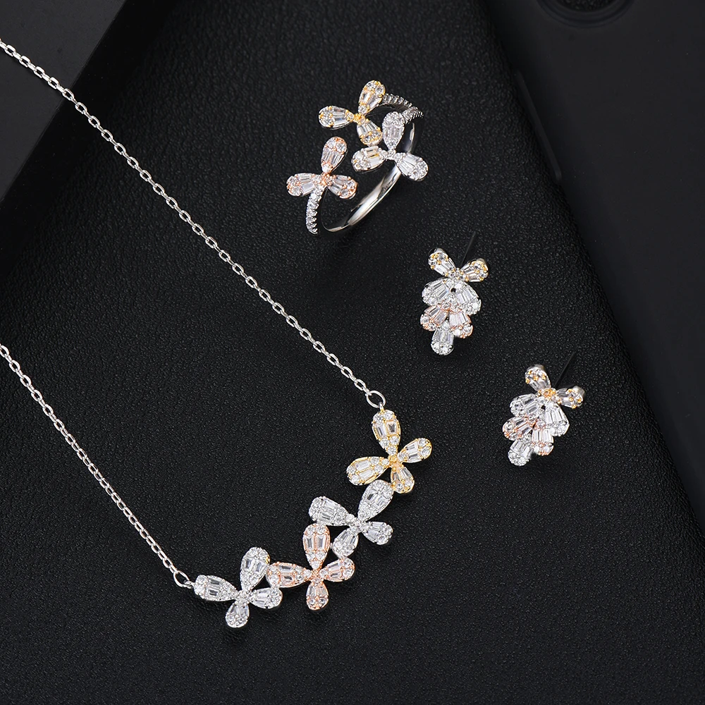 

SisCathy Charms Women Girls Jewelry Making Sets Trendy 3PCS Long Chain Necklace/Stud Earrings/Adjustable Rings Party Dress 2019