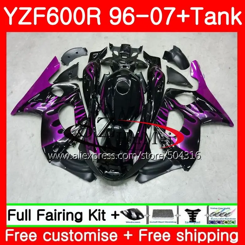 

Body For YAMAHA Thundercat YZF600R 96 97 98 99 00 01 65SH1 YZF 600R YZF-600R 1996 1997 1998 1999 2000 2001 Fairing Purple flames
