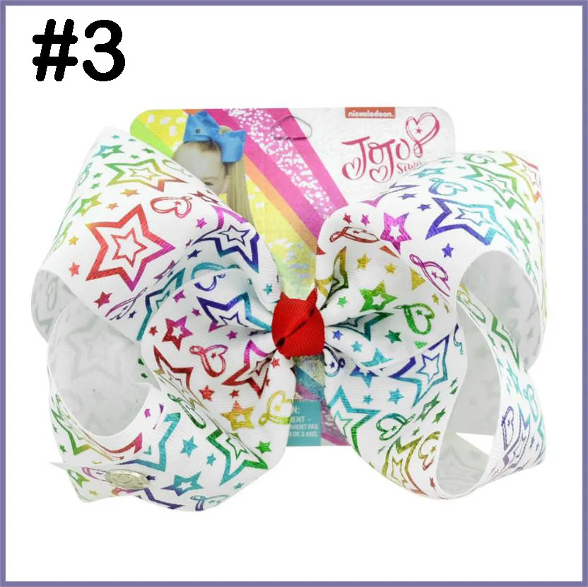

free shipping 30pcs 8" Large ombre Bow With Hair Clip unicorn big hair bows For Girls Kids Handmade rainbow Printed