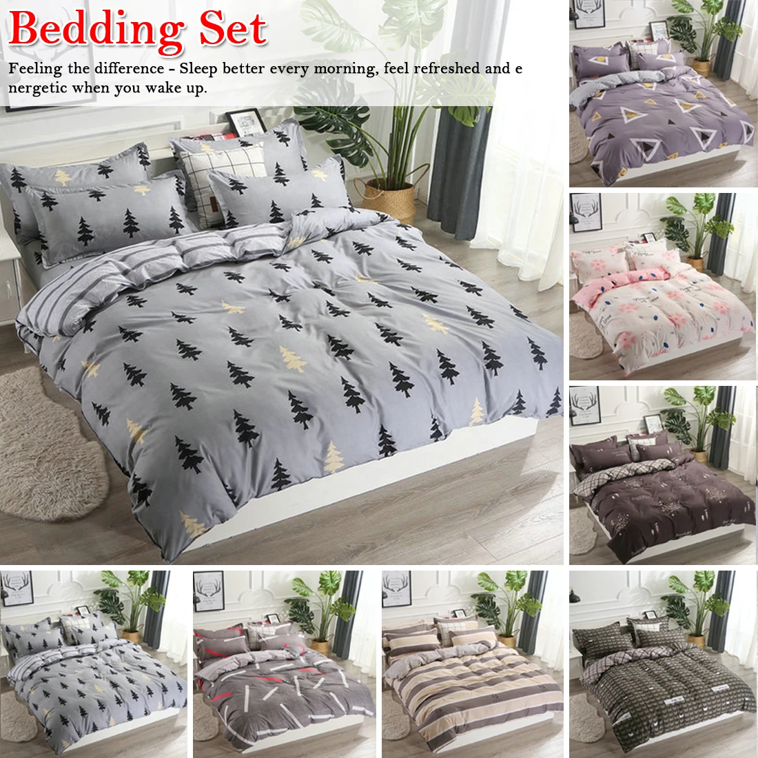 

4 pcs/set Bedding Student Dormitory Home Textile Set AB Side Duvet Cover Bedding Set Skin Aloe Cotton Bedding Quilt Cover