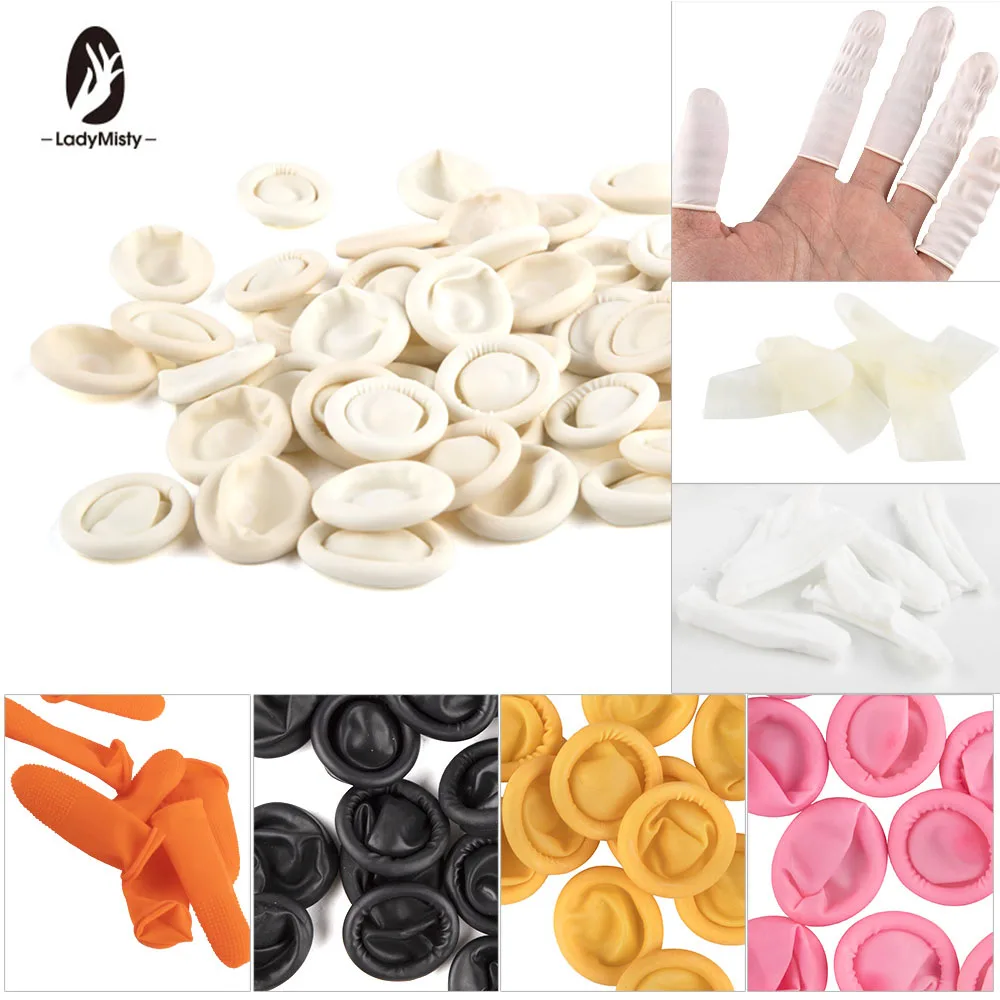 

100pcs/pack Disposable Eyebrow Extension Gloves Multi-function Makeup Tools Anti Static Rubber Latex Finger Cots Cuticle Pusher