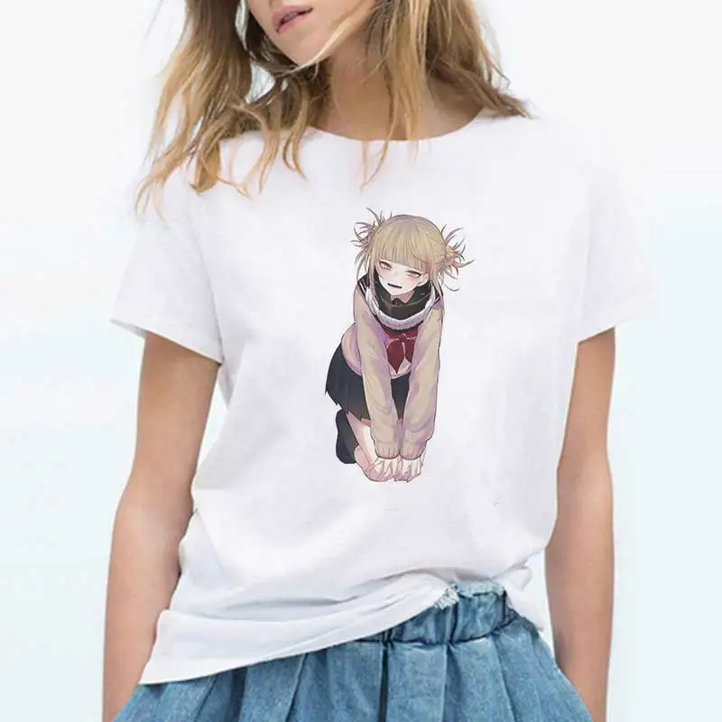 Женская футболка с принтом Ahegao женская Himiko Toga Футболка Harajuku мультяшный О