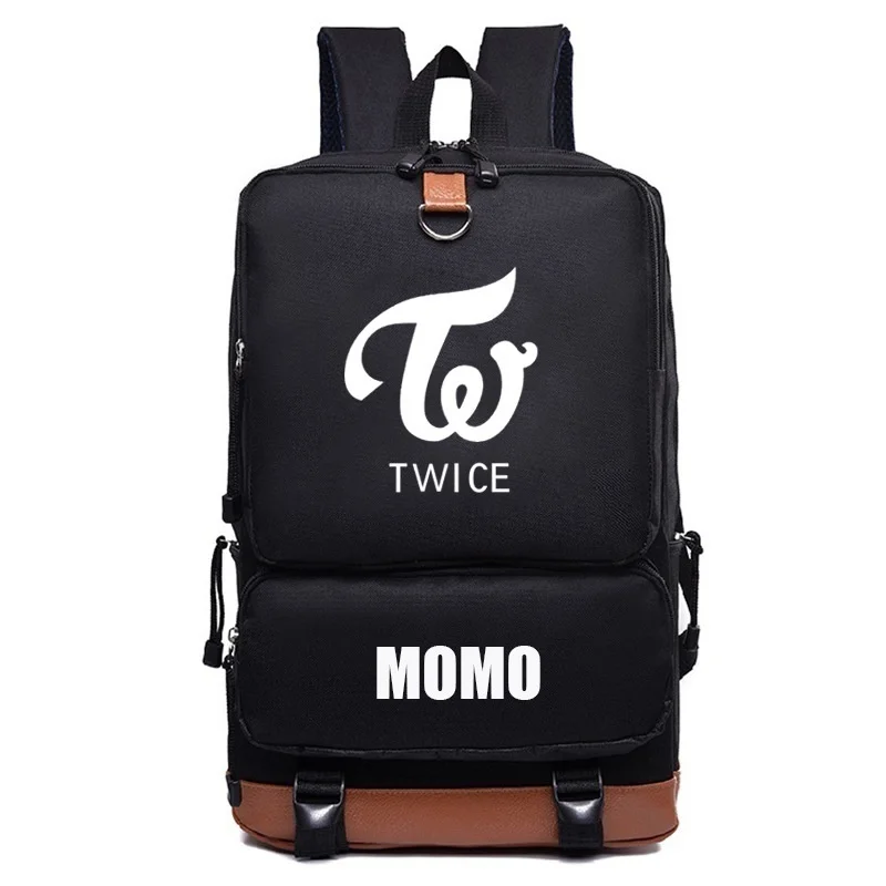 Черный нейлоновый школьный рюкзак Kpop для подростков MOMO SANA JIHYO DAHYUN JUNG YEON, дорожная сумка через плечо
