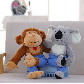 

40cm Stuffed Plush Animal Monkey Koala Doll Do Yoga Creative Kids Bed Doll Figure Statue Stand Sit Boys Girls Birthday Gift