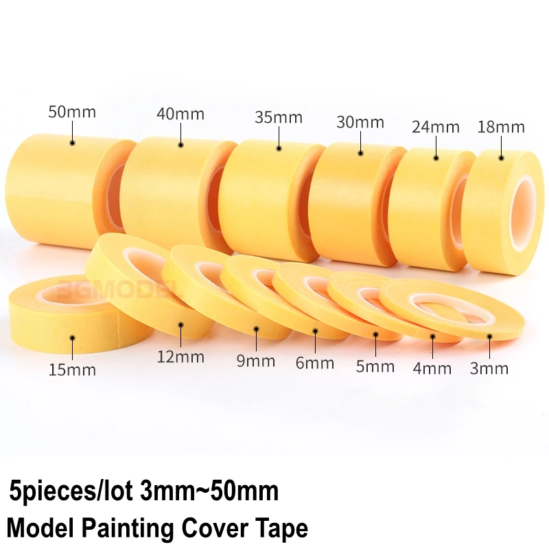 5Pieces/lot  18M Length 3mm~50mm Scale Models Gundam Models Painting Cover Tape Masking Tape And Tape Cutter model building kits