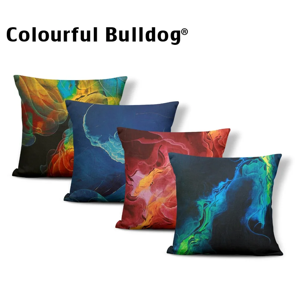 

Psychedelic Abstract Cushion Cover Watercolor Ripple Line Pillow Cushions Gifts Throw Pillow Cover 45X45Cm Linen Blend Fashion