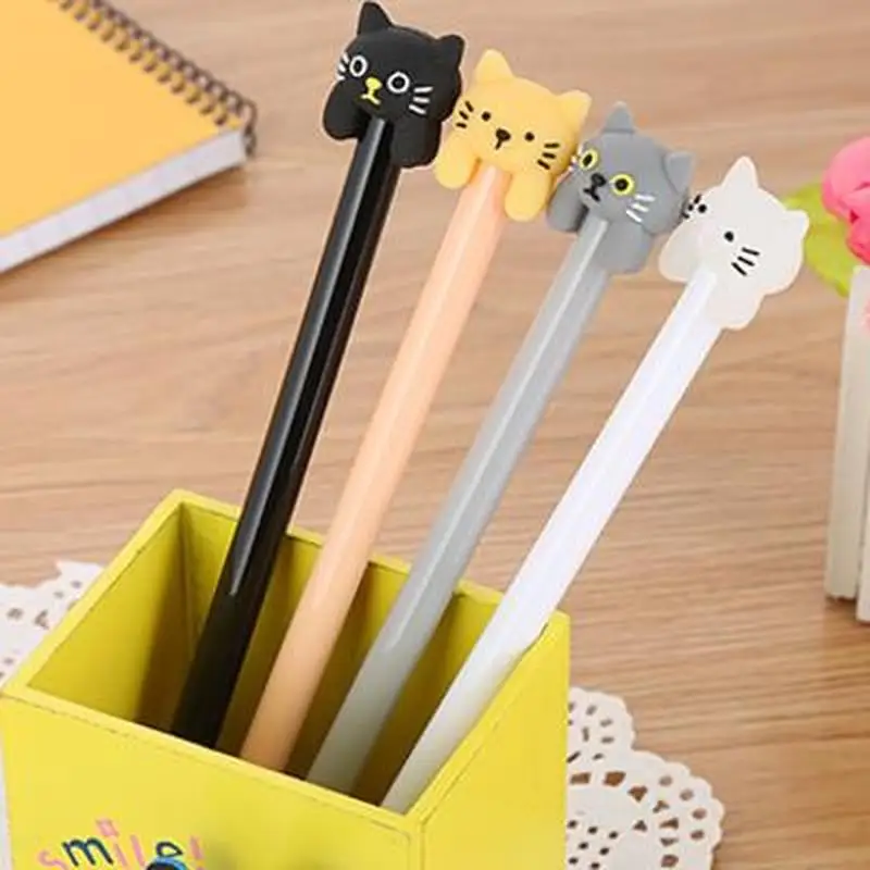 1pcs Cat Cute Pens 0.5mm Kawaii Pen Novelty Stationery Cute Pens Student Black Writing Gel Pen Kawaii Stationery School Supplies