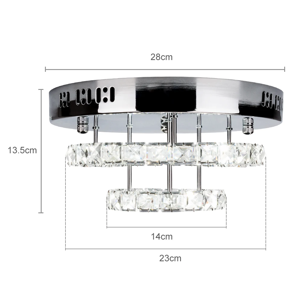 Минималистичный Хрустальный потолочный светильник с двойным кольцом диаметром 15 см, монтажный потолочный светильник из нержавеющей стали для спальни, столовой, осветительный прибор