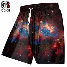 OGKB парные купальные костюмы, мужские летние шорты с 3d принтом Галактики, пляжные шорты с высокой талией, эластичные боксеры и брюки