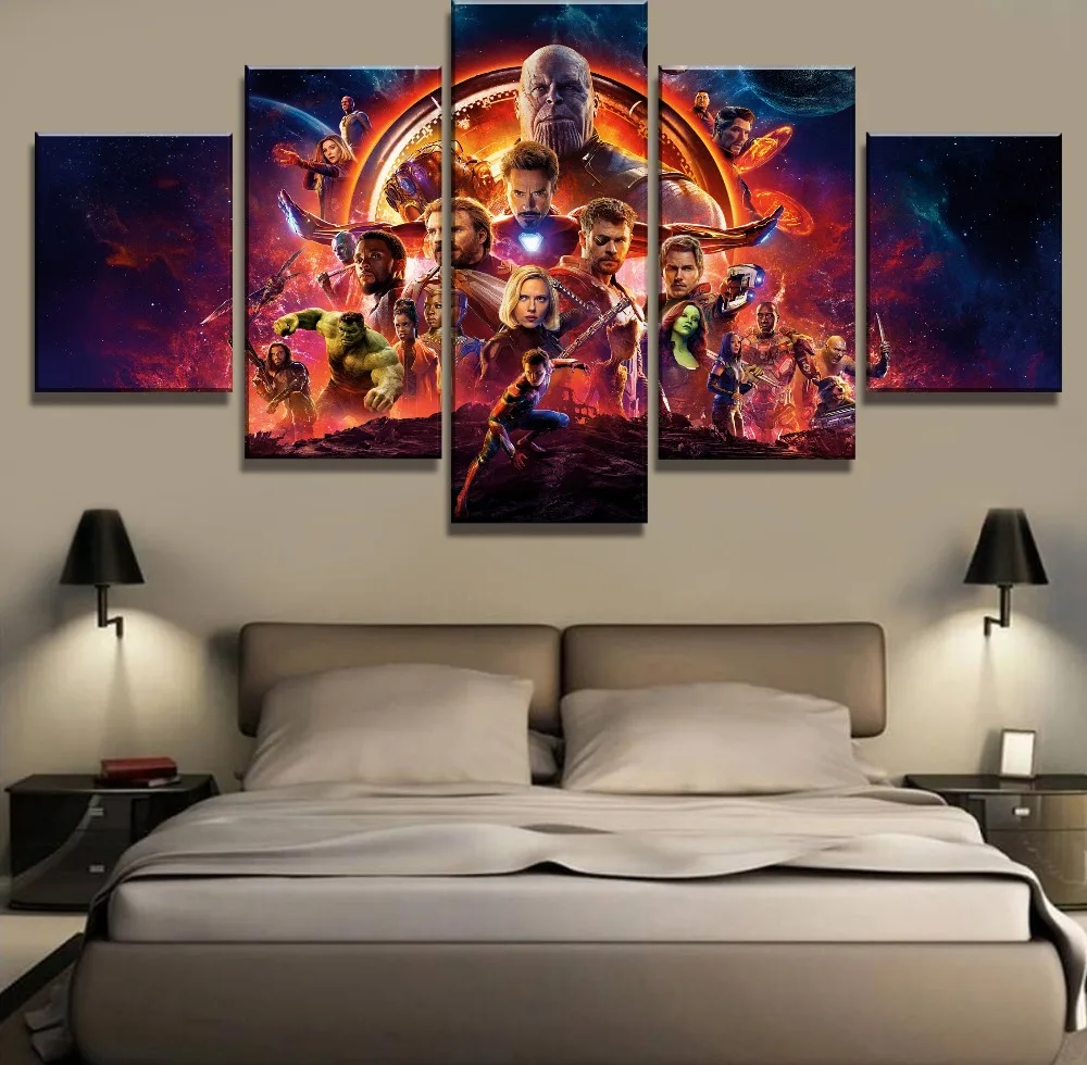 

Frame 5 Panel Avengers Infinity War Movie Poster Modern Decorative Paintings on Canvas Wall Art for Home Decorations Wall Decor