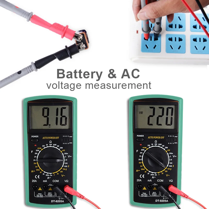 Multimeter 2000 counts Multimetro AC/DC Digital Multimeter Professional Tester Meter With Probe Test Leads Crocodile Clip Tool