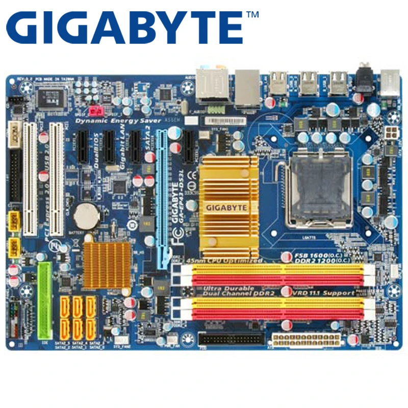 GIGABYTE GA EP43 DS3L настольная материнская плата P43 Socket LGA 775 для Core 2 Pentium D DDR2 16G ATX