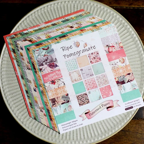 

12pcs/Pack 6*6inch Pomegranate Patterned Paper Pack for Scrapbooking DIY Happy Planner Card Making Journal Project