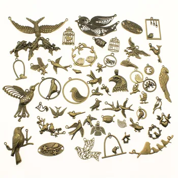 

100Gram Antique Bronze Color Zinc Alloy Mix Styles Birds Charms Pendant Jewelry Accessories