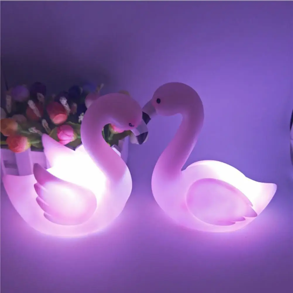 Romantic LED Pink Flamingo Style Novelty 3D Desk Lamp Creative Kids Night Light Bedroom Decorative Lamp Cake Ornament Gift