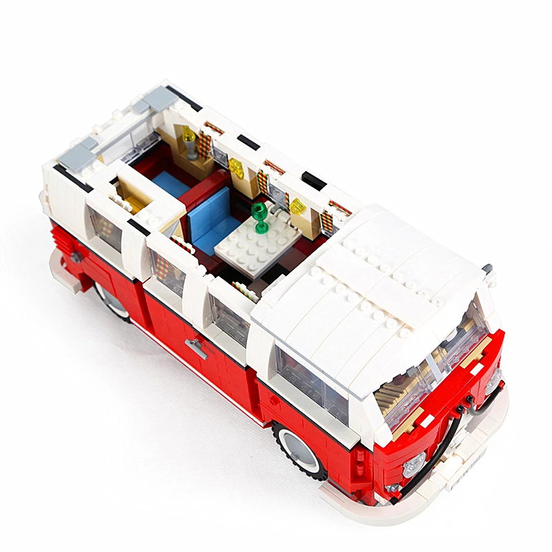 Дешево Technic Series 10220 1354 шт технологическая Серия Volkswagen T1 camper, машины для моделирования, строительные блоки, игрушки