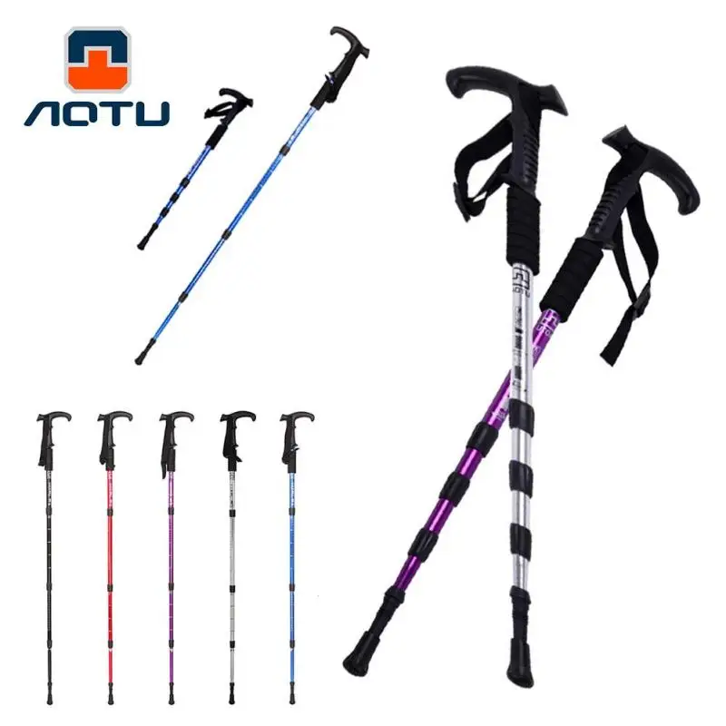 1PC Telescopic Walking Stick Cane Hiking Rubber Grade Alpenstock For