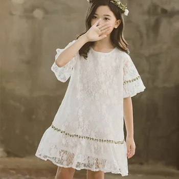 

Infant Baby Big Girl Party Dress Clothes Kid Lace Princess Dresses For Teenage Girls Summer Clothing Children Short Sleeve Dress