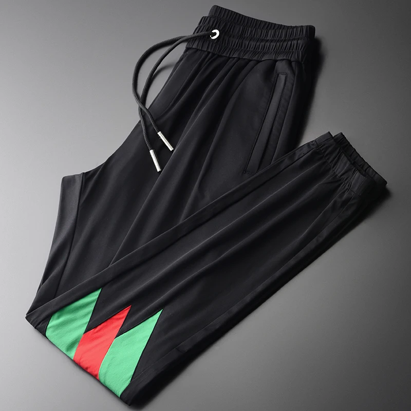 

Minglu Mens Pants Luxury Contrast Color Splice Elastic Waist Mens Trousers Plus Size 3XL 4XL Slim Fit Casual Sport Man Pants