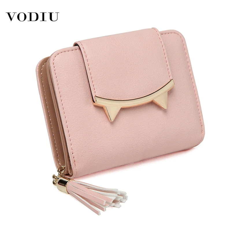 

2019 Fashion Tassel Women Wallet Small Cute Card Portfel Leather Short Womens Wallets Zipper Purses and Purses Carteira Feminina
