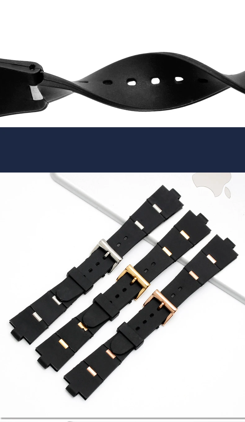 22*8 мм 24*8 мм черный резиновый ремешок для часов специально для DP42C14SVDGMT Мужские Женские часы силиконовый ремешок