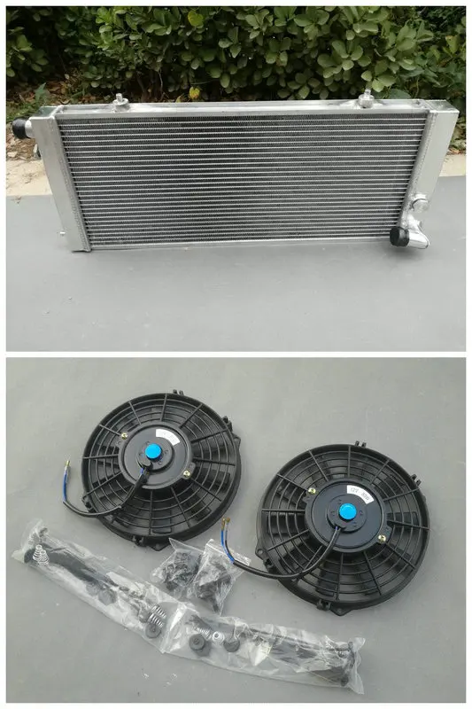 

for 1984-1994 PEUGEOT 205 309 GT I 1.8D 1.6L/1.9L &1.8L DIESEL MT 85 86 87 92 93 2Row 42mm Aluminum racing radiator & 2 Fans