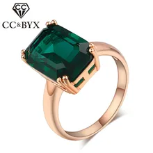 Anillos CC para mujer, anillo Vintage para novia, joyería de boda, Color rosa dorado, piedra verde, triangulación de envío, Anillos Bijoux CC1241