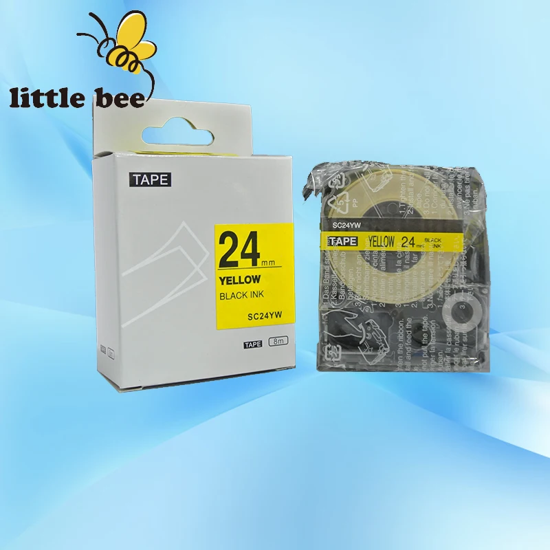 

Free shipping tape 24mm black on yellow SC24YW compatible Epson/kingjim label tape for both tepra and labelworks printer