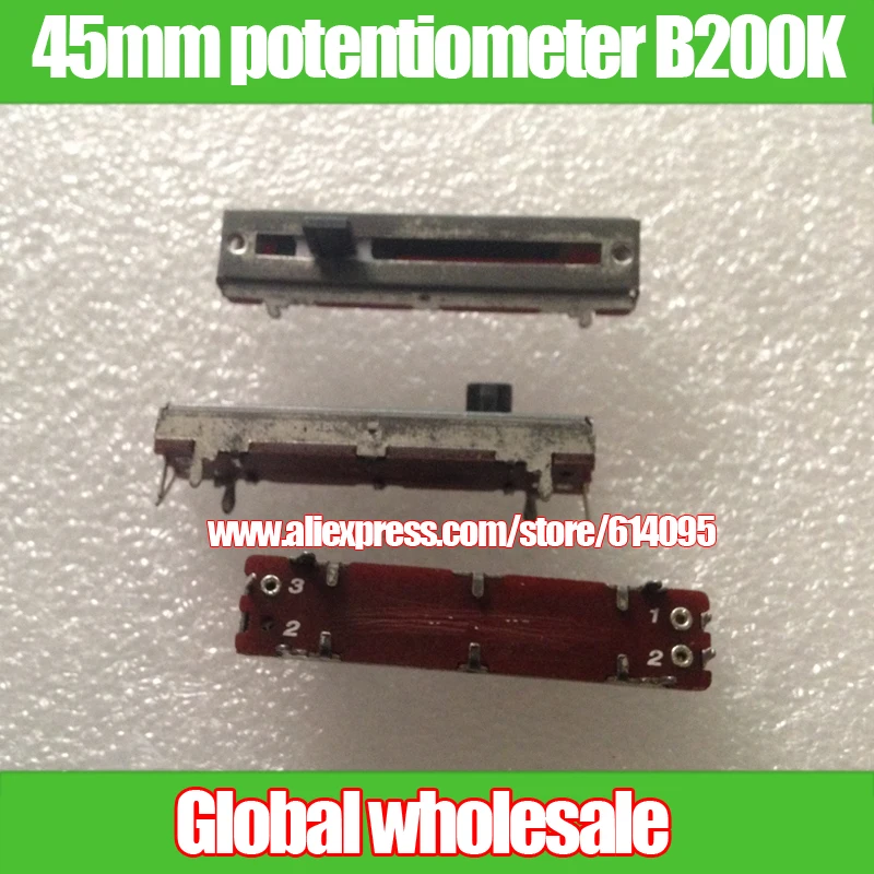 sourcing map Fader Variable Resistors Mixer 45mm Straight Slide Potentiometer B10K Ohm with Black White Knobs