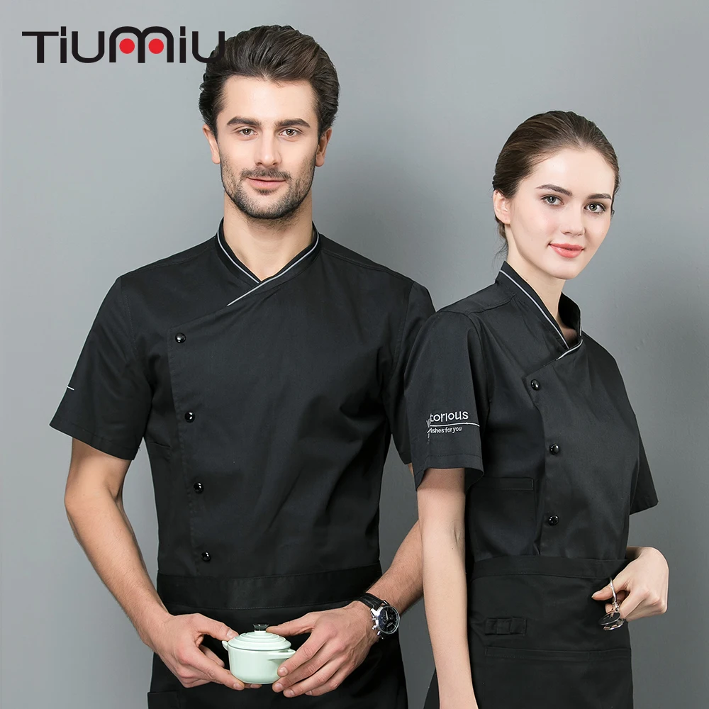 

2019 Chef Shirts Breathable Cool Short Sleeves Coffee Top Bakery Hotel Cateringh Food Service Restaurant Kitchen Work Clothes
