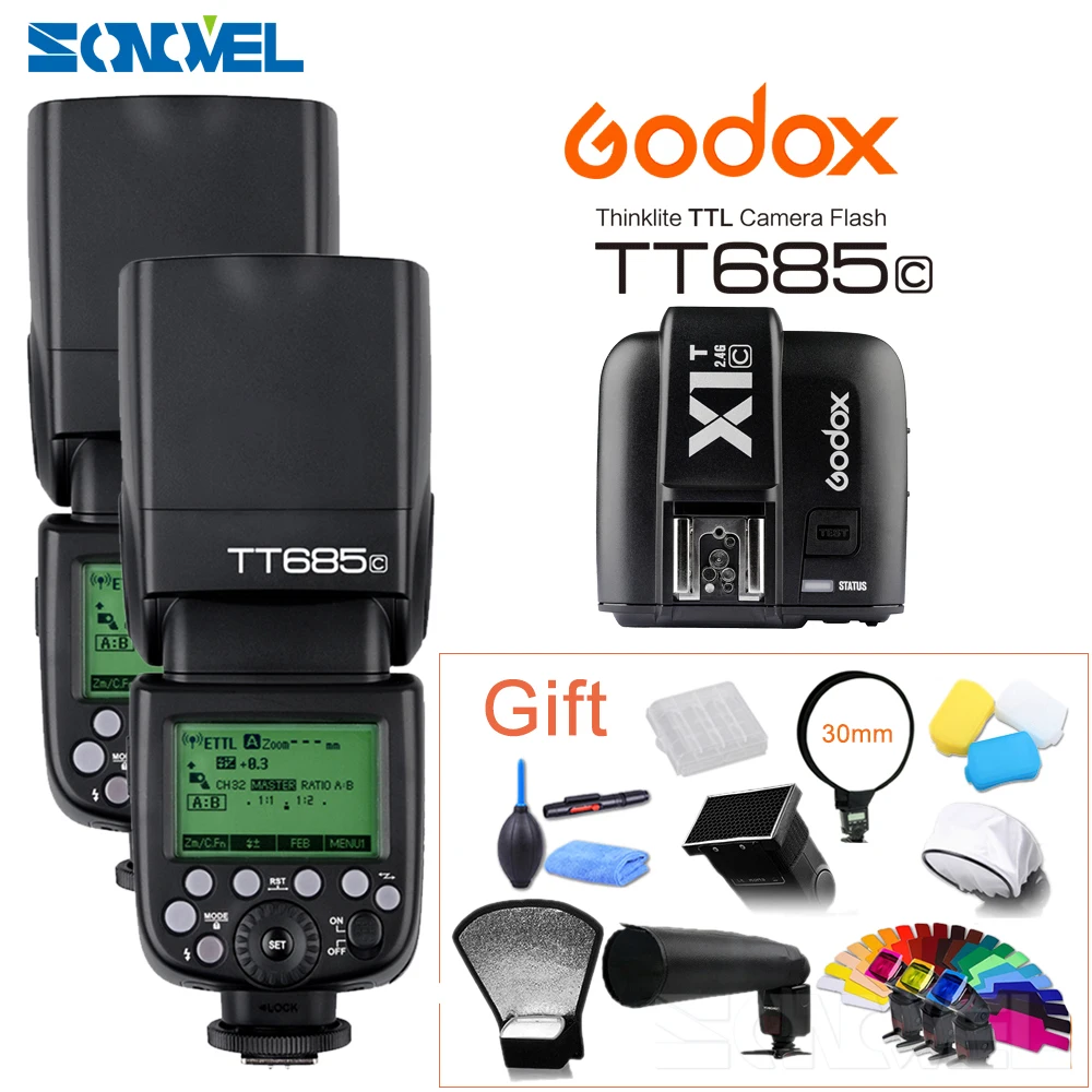 Вспышка для камеры 2x GODOX Φ TT685C скорость вспышки lite 2 4 ГГц высокоскоростной