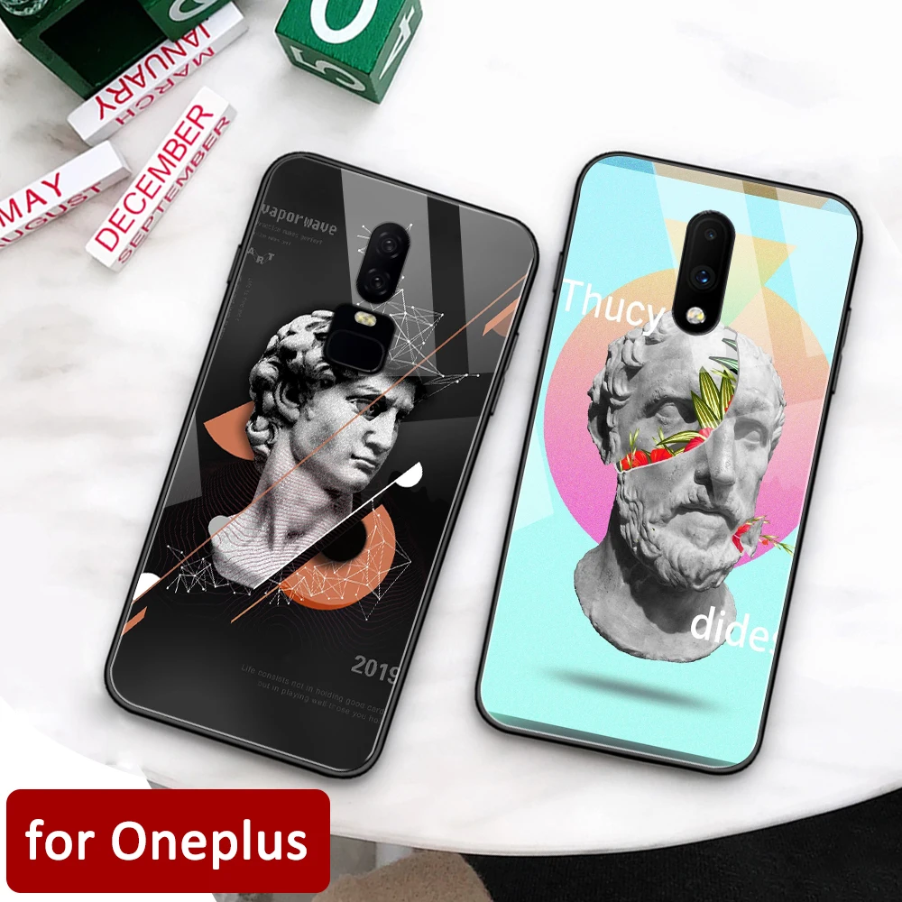 Чехол для Oneplus 7 стеклянная задняя крышка забавная статуя pro coque чехол 1 + 5 t 6 |