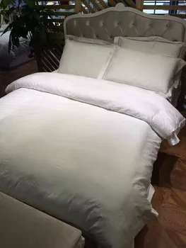 

4pcs 100% Cotton 80S 400TC Luxury Sateen fabric white hotel bedding with jacquard design queen size duvet cover set hotel linen