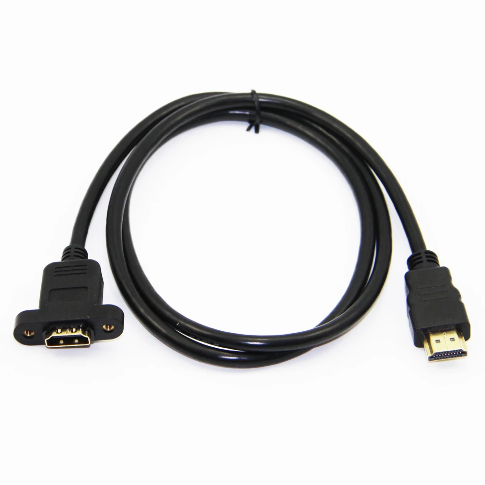 Позолоченный Удлинительный кабель HDMI штекер гнездо с винтовой панелью крепление
