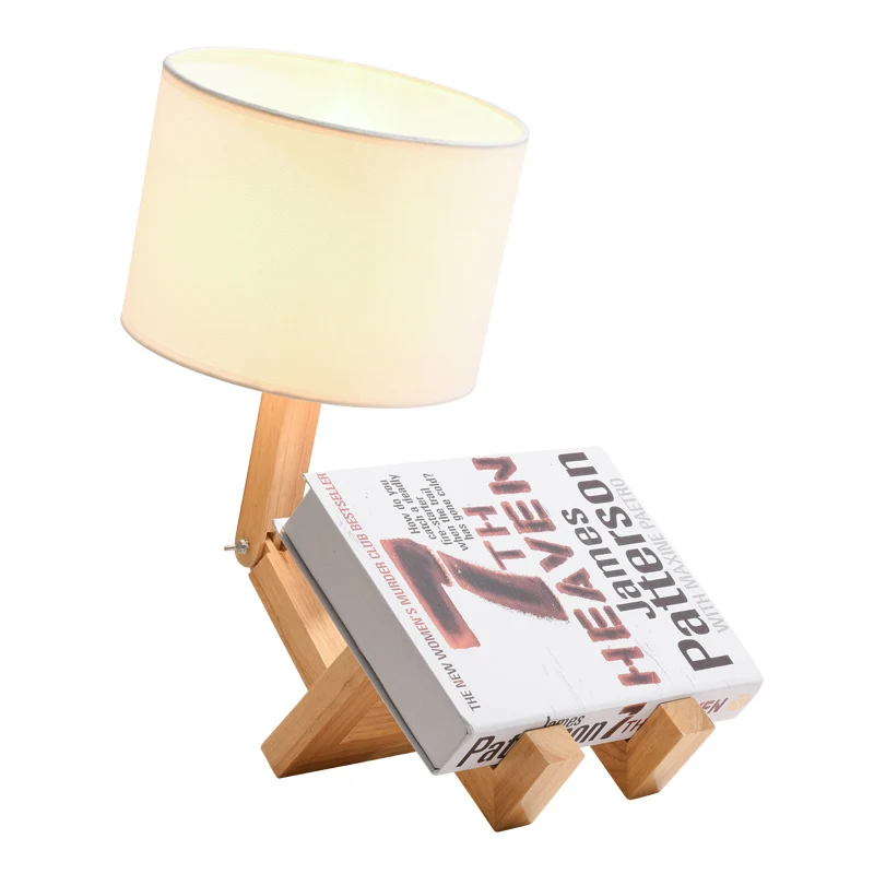 Japanese personality LED table lamp creative solid wood simple Nordic warm bedroom bedside lamp Eye protection LEDwood lamp