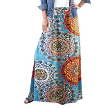 Женская летняя юбка с высокой талией с богемным принтом, длинные удлиненные юбки для отпуска в стиле ретро, Юбка-миди Дамская длинная юбка, новинка# F