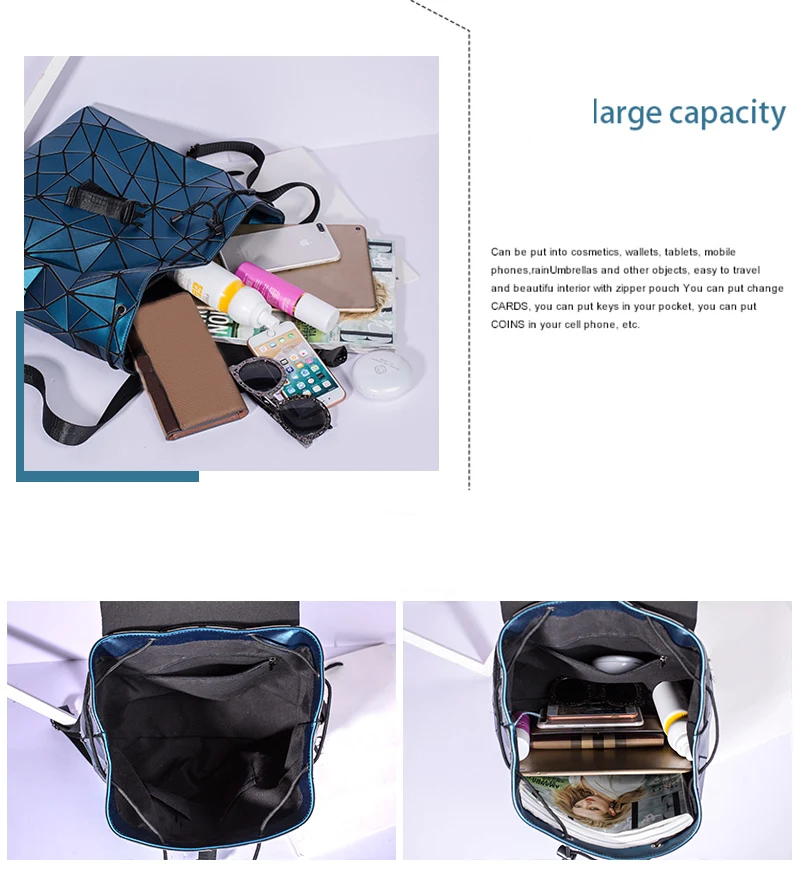 Женский рюкзак Bao,, голограмма, модная, лазерная, Геометрическая, для девочек-подростков, школьная сумка, mochila feminina mujer, рюкзак для путешествий, plecak