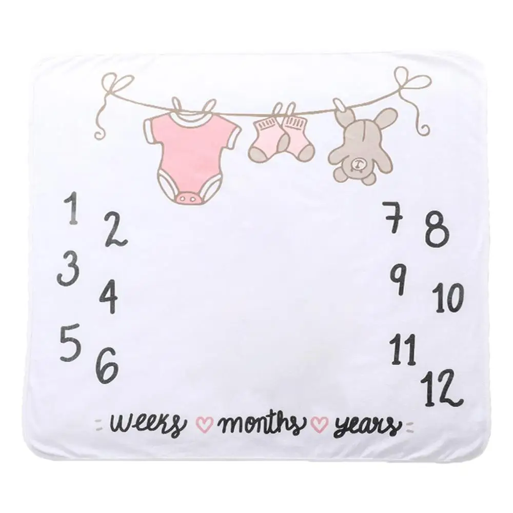 

Baby Milestone Blanket Infant Monthly Growth Photo Commemorative Blankets Newborn Photography Prop Mat