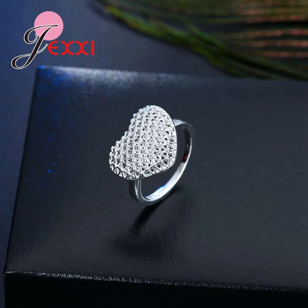Ажурное высококачественное 925 пробы Серебряное кольцо на палец в форме сердца ювелирные аксессуары для невесты