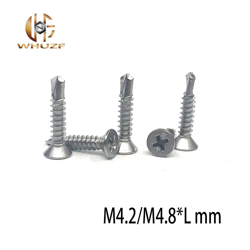 

40 шт./лот M4.2/M4.8 410 саморез из нержавеющей стали с плоской потайной головкой саморез «Ласточкин хвост» саморез