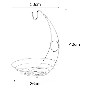 

2 in 1 Banana Hanger Fruit Bowl Iron Holder Storage Basket Stand Hook Kitchen Storage DTT88