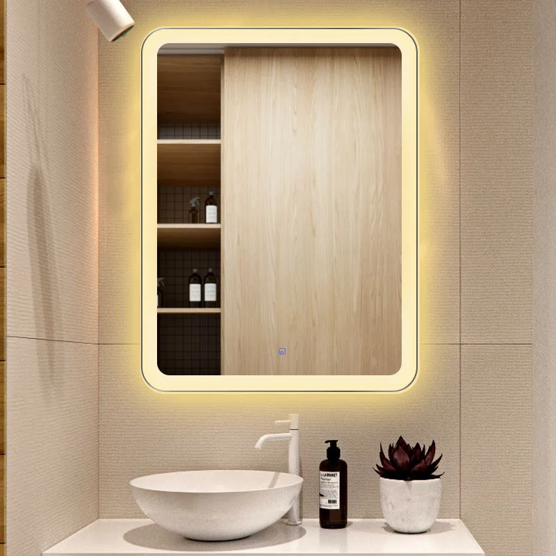 Specchio per il trucco Specchio da Parete a LED Esagonale da Parete Anti-Fog Touch Switch Specchio Smart per Toilette Buone Prestazioni Anti-età Non tossico Adatto per Camera da Letto Bagno 